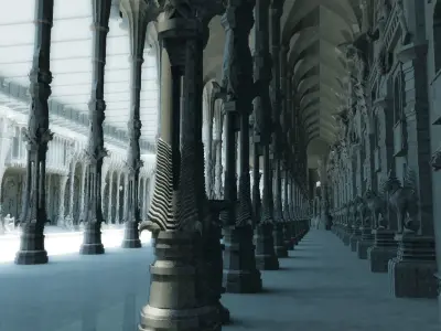 Durbar king court darbar fort interior 3d model 3D model