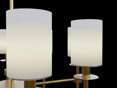chandelier brass with glass shades Low-poly 3D model