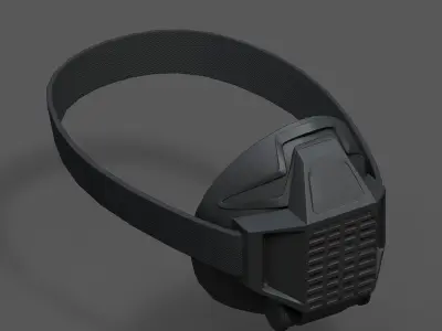 Gas mask respirator scifi futuristic  Low-poly 3D model 11