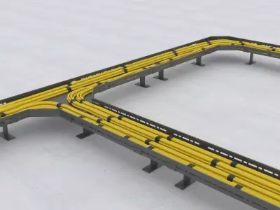 Cable Tray with Ceiling Support and Floor Pedestal Free 3D model