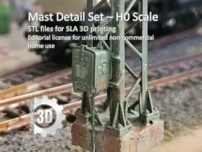 H0 Mast Detail Set - Foundation Base - DB Switch Box 1959 3D print model