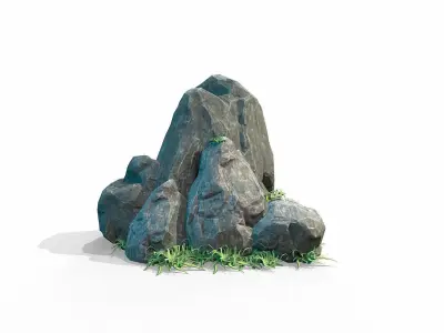 3D Black Rock 4  Low-poly 3D model