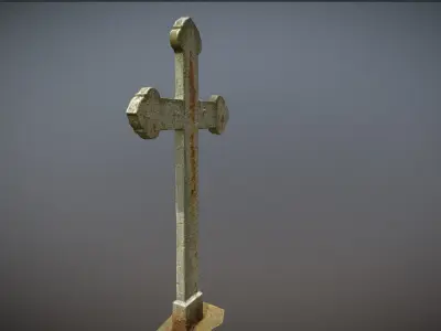 Scanned photorealistic light rusty iron cast cross Low-poly 3D model