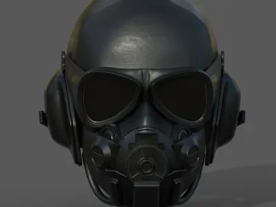 Gas mask helmet  human protection pollution fantasy scifi  Low-poly 3D model