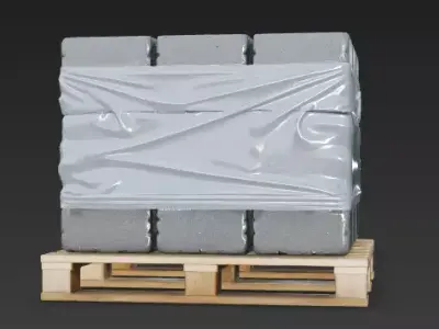 Construction Concrete Cinder Block Pallet 3D Model Low-poly 3D model
