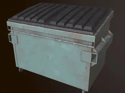Dumpster - PBR Game Ready metal trash can on wheels Low-poly 3D model