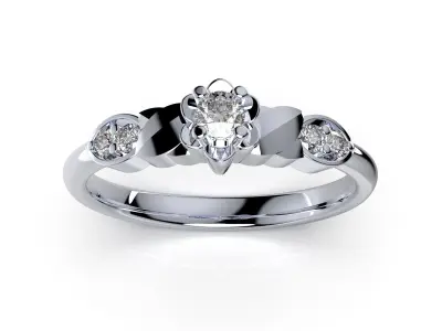 Engagement Ring Light Weight Solitaire Ring CAD Design-PI0004 3D print model