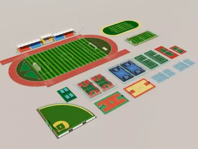 Modular Sports Facilities   Low-poly 3D model