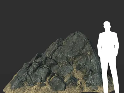 Low poly Black Beach Rock Collection 1 210210 Low-poly 3D model
