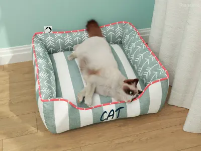  Domestic Cat Napping in Soft Cushion Fur for Cinema 4D 