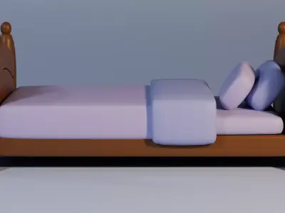 Low poly single bed Free low-poly 3D model