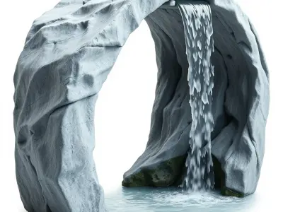 Waterfall Rock Archway D Model Pack Low-poly 3D model