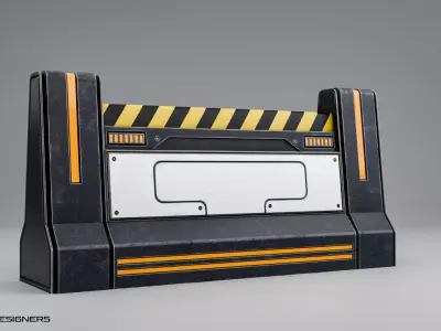 Sci-Fi Road Barrier Low-poly 3D model