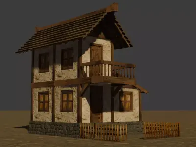 Medieval house nine 3 Low-poly 3D model