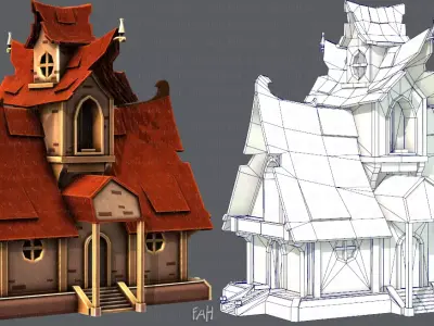 House Cartoon V02 Low-poly 3D model