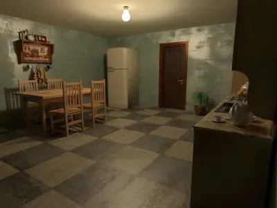 kitchen room Low-poly 3D model