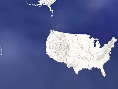 USA united states with outline 3D model