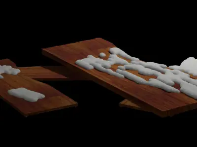 Snowy Wood Planks Free low-poly 3D model