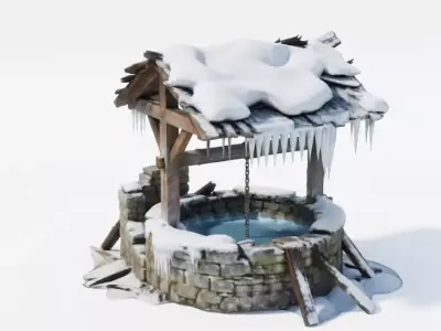 Ruined Stone Water Well - Realistic Environmental Asset Low-poly 3D model