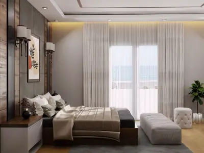 3D BEDROOM READY TOGETHER WITH CORONA LIGHTING SETTINGS Low-poly 3D model