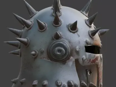 Wasteland Spiked Great-Helm 3D Model Low-poly 3D model