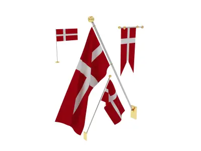 Flags of Denmark 3D model