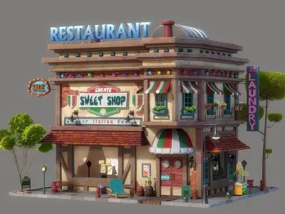Cartoon House 01 3D model