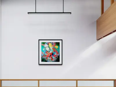 Gallery empty room with wooden floors and staircase 3D model