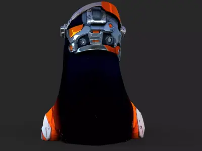 Girl Asian Futuristic Helmet High Detail 3D model