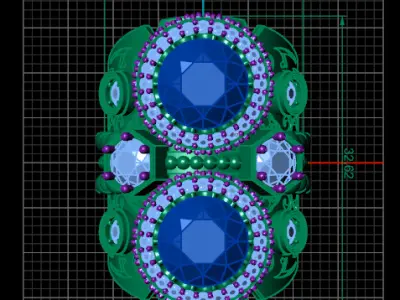 royal twin crown ring luxurious 3D jewelry model STL 3D print model