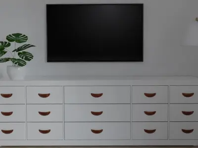 BEDROOM 1 dresser with plant and tv 3D model