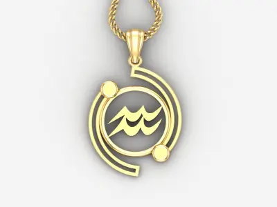 Galaxy Aquarius Light Gold Pendant Version 8 3D print model