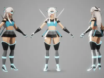 CYBERGIRL - Low Poly Style Female Character Low-poly 3D model