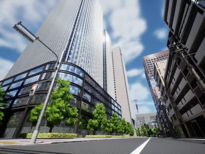 Japanese City - Midtown Environment Low-poly 3D model