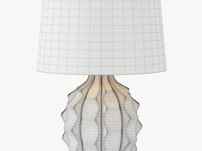 SCALLOPED CERAMIC TABLE LAMP  WHITE 3D model