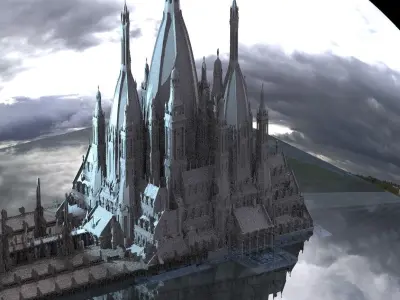 Huge Winter mansion Kit bash 3D model