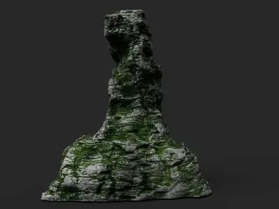 Mossy Cliff Rock 23-10 Low-poly 3D model