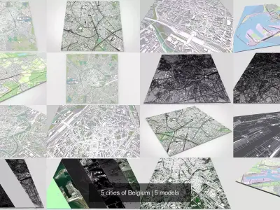 5 cities of Belgium 3D Model Pack
