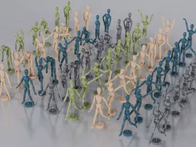 Mannequin Clone Army 16 3D Scans with PBR Textures Low-poly 3D model