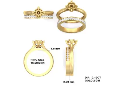 Diamond Ring For Women 3d Print Model 3D print model 6