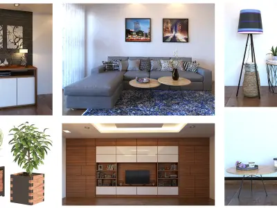 Highly detailed interior scene 3d model  Low-poly 3D model