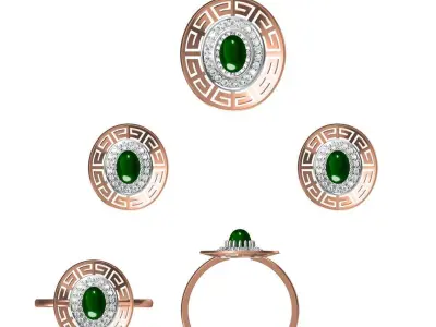 Light Minimalist Diamond Ring Earrings Pendant Set 3D print model buy