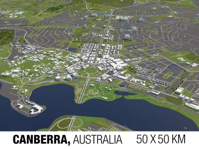 Canberra Australia 50x50km 3D City Map 3D model