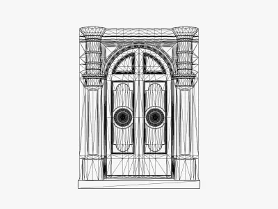 Italian Door - French Door Low-poly 3D model