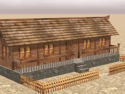 Modular Low Poly Medieval Houses for RPG and Fantasy Projects Low-poly 3D model