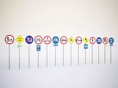 Vertical road signs 3D model