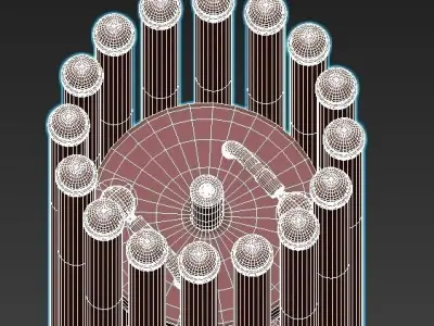 cooper floor lamp with brass rods 3D model