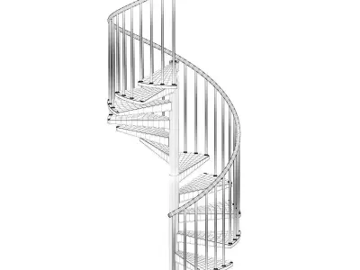 Black Narrow Spiral Stairs 3D model