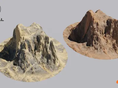 Desert rocks 4-8K Low-poly 3D model