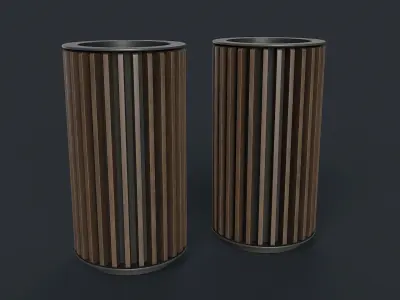 Street Trash Can 43 PBR Game Ready Low-poly 3D model